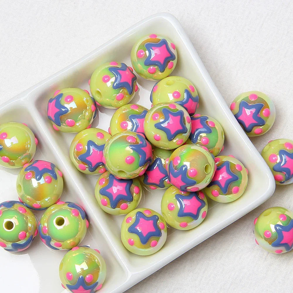 16MM Cartoon Acrylic Hand-painted Beads Beaded