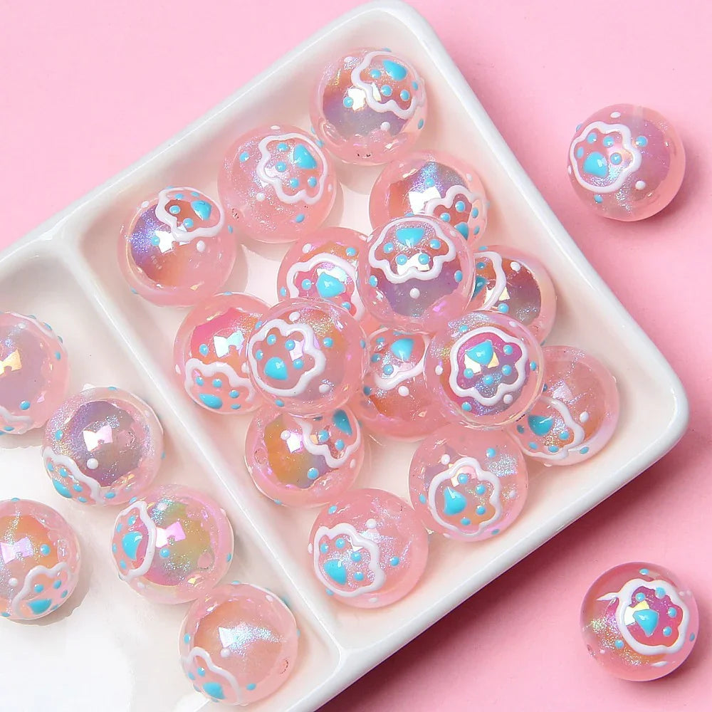 16MM Cartoon Acrylic Hand-painted Beads Beaded