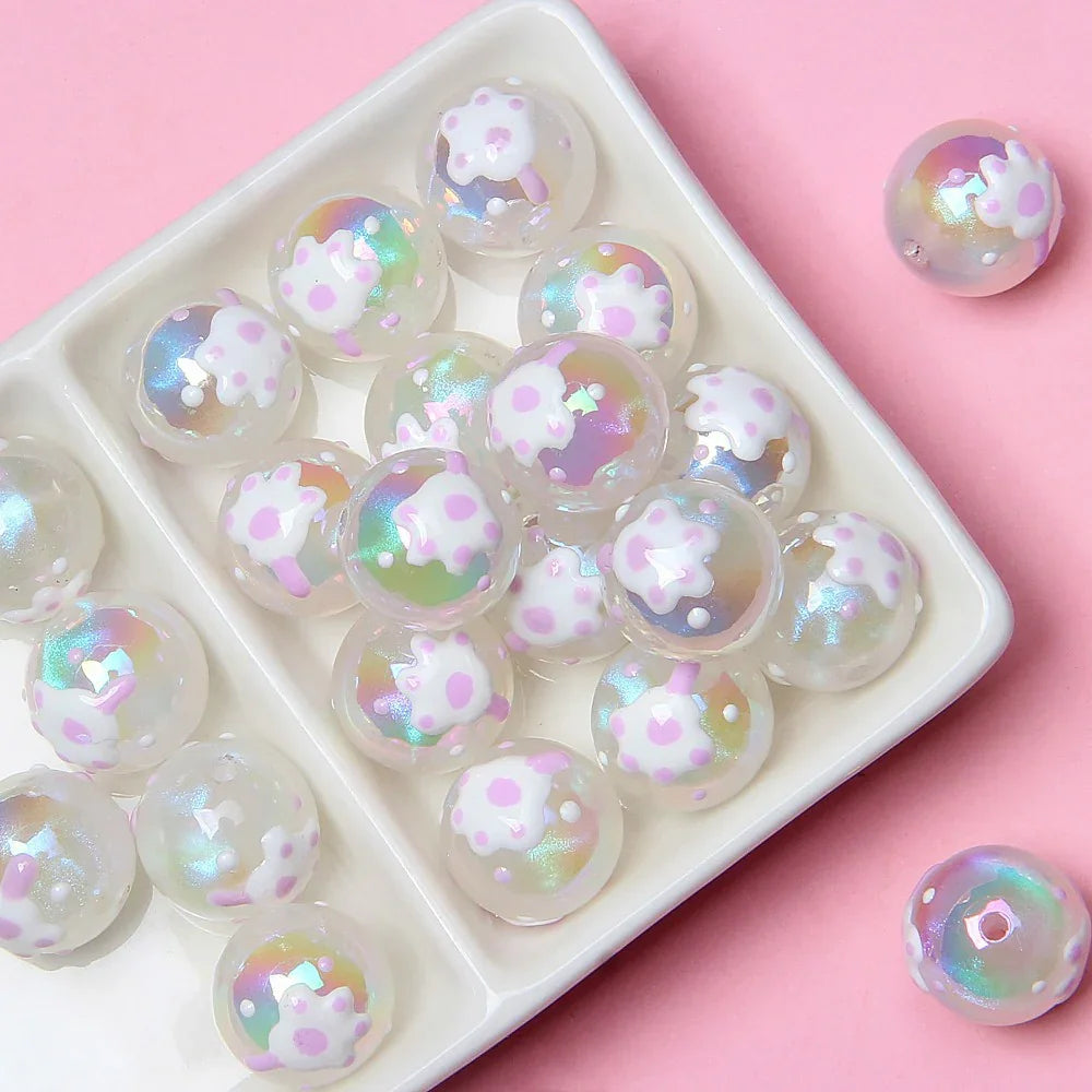 16MM Cartoon Acrylic Hand-painted Beads Beaded