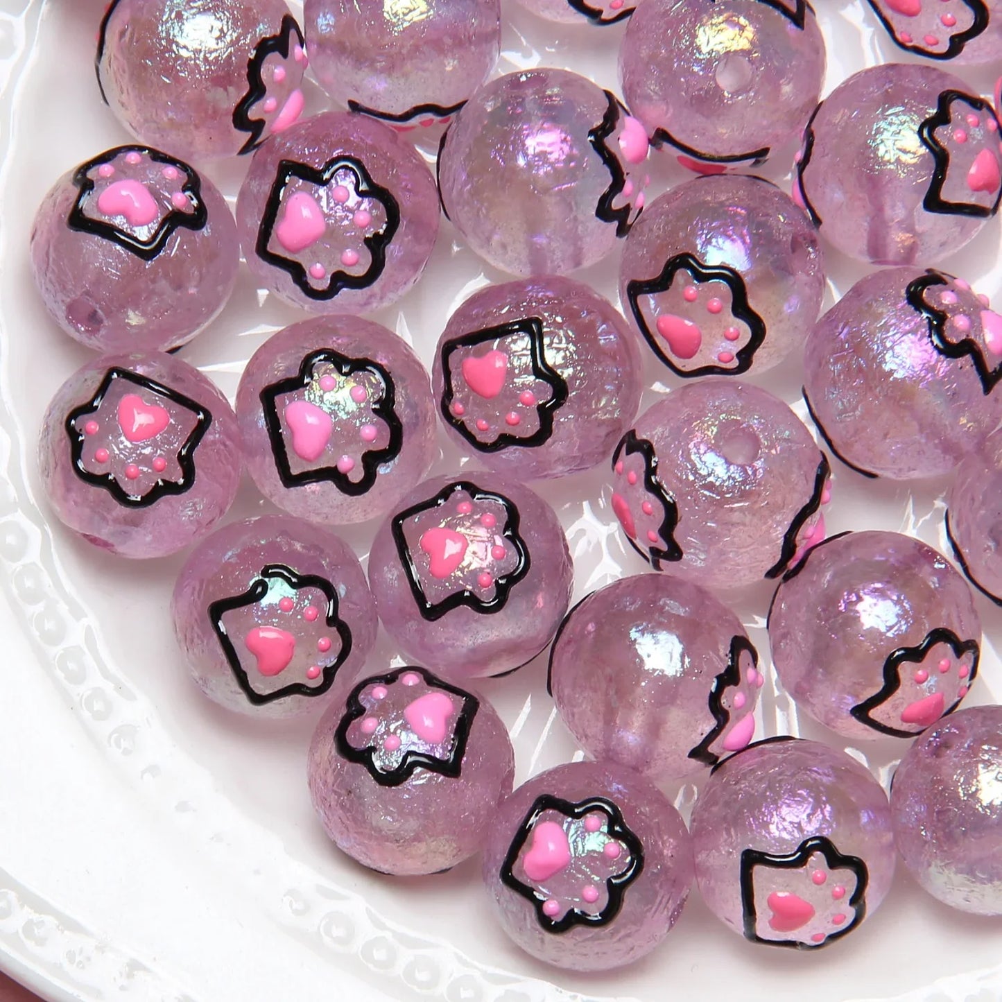 16MM Cartoon Acrylic Hand-painted Beads Beaded