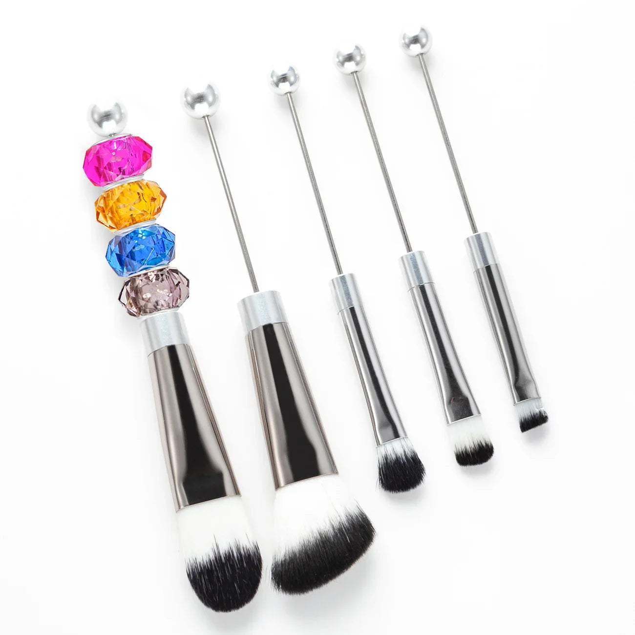 5 DIY Metal Handle Beaded Makeup Brush Suit