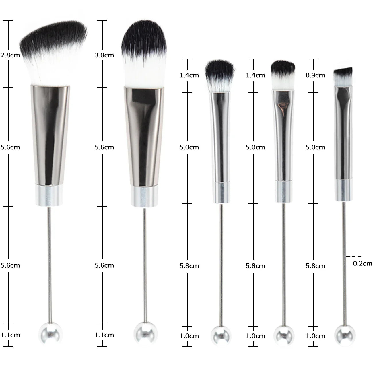 5 DIY Metal Handle Beaded Makeup Brush Suit