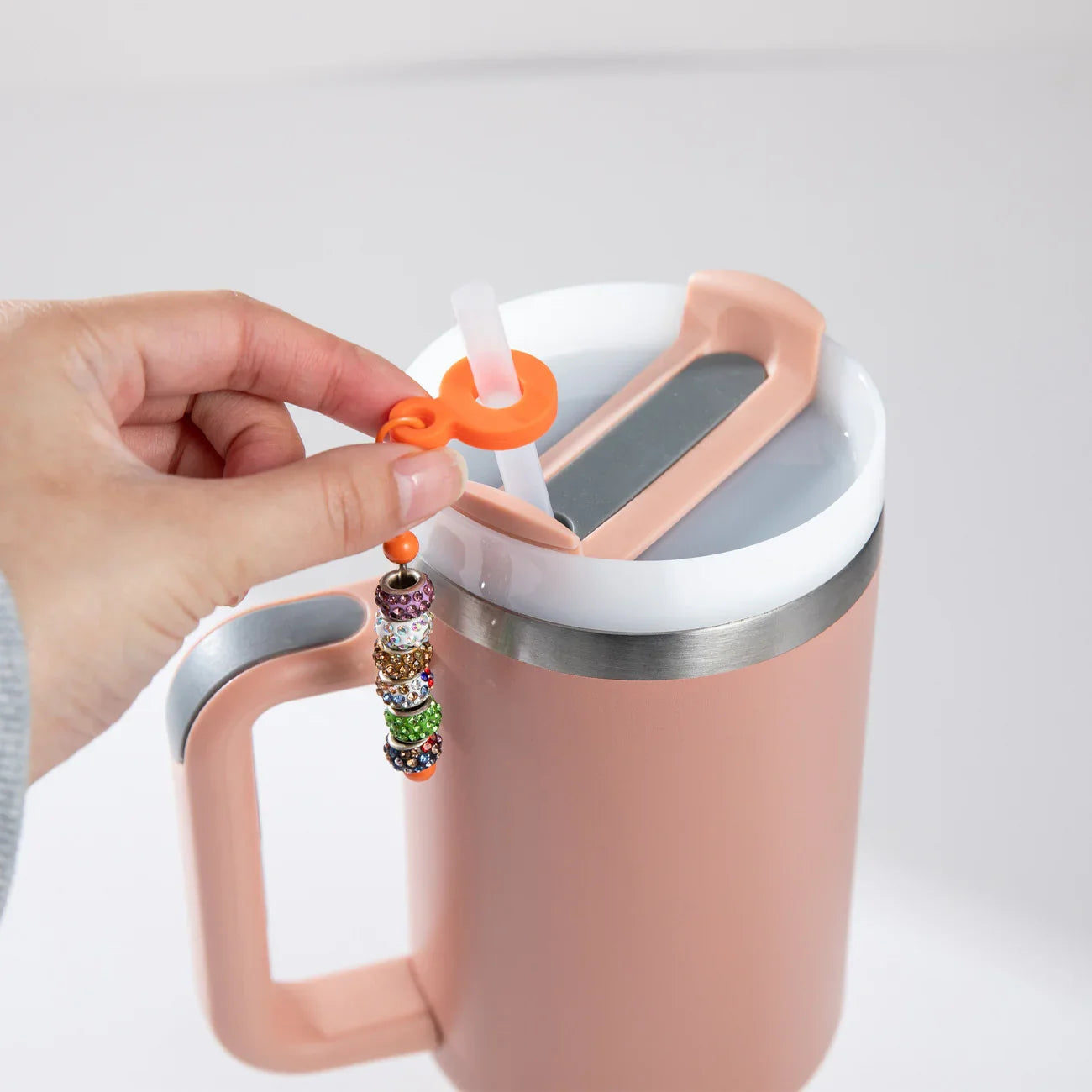 DIY Beaded Silicone Straw Hanging Decoration Suitable for 8mm-10mm Water Cup Straw Silicone Decoration