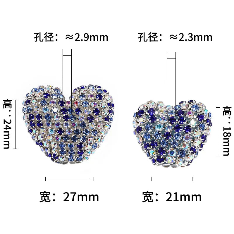 Rhinestone Claw Chain Love Diamond Ball Acrylic Straight Hole Beads 5PCS