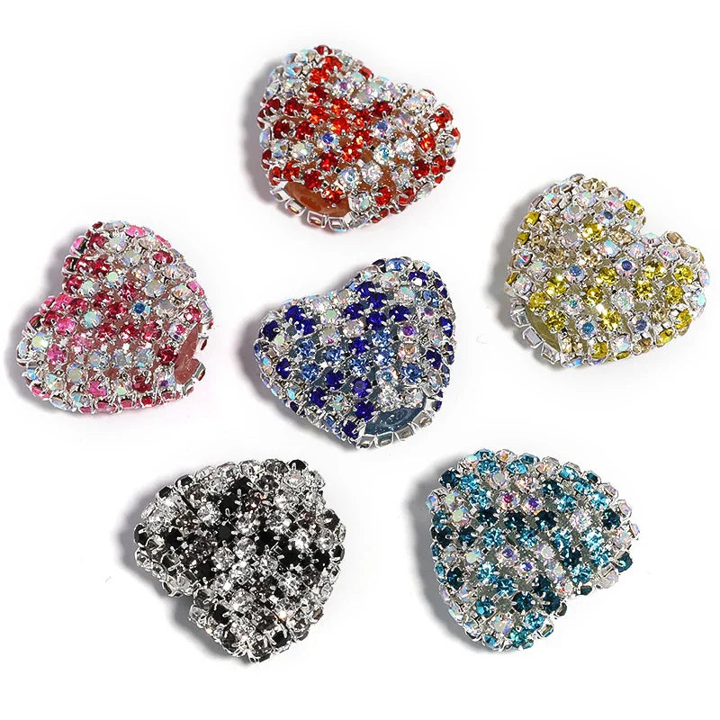Rhinestone Claw Chain Love Diamond Ball Acrylic Straight Hole Beads 5PCS