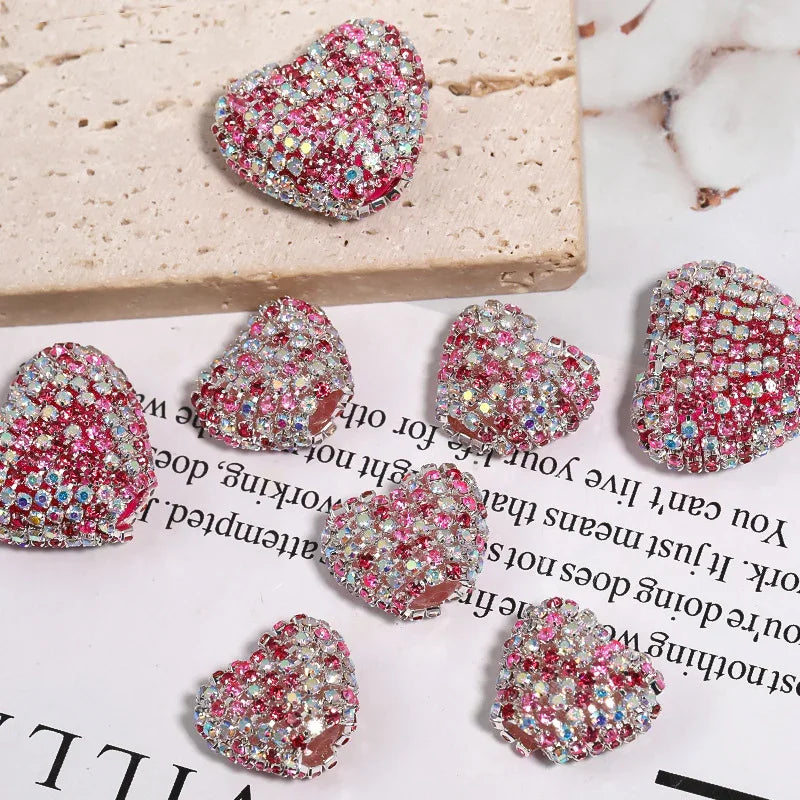 Rhinestone Claw Chain Love Diamond Ball Acrylic Straight Hole Beads 5PCS