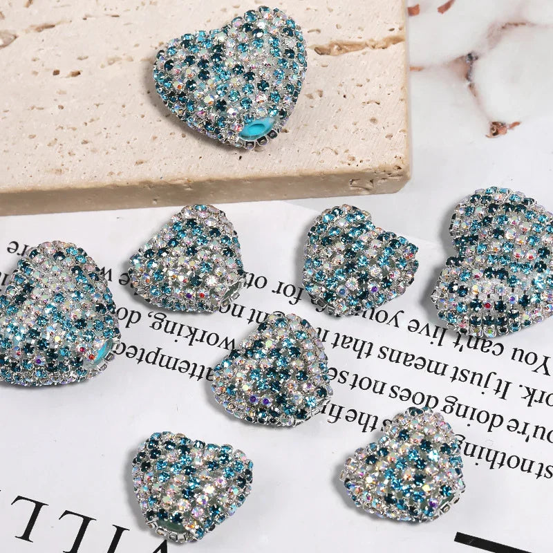 Rhinestone Claw Chain Love Diamond Ball Acrylic Straight Hole Beads 5PCS