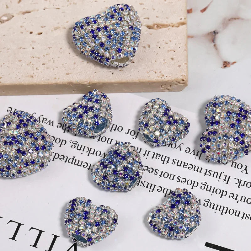 Rhinestone Claw Chain Love Diamond Ball Acrylic Straight Hole Beads 5PCS