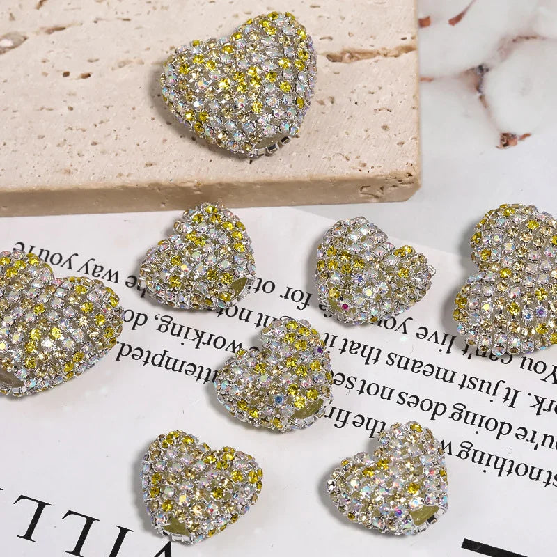Rhinestone Claw Chain Love Diamond Ball Acrylic Straight Hole Beads 5PCS
