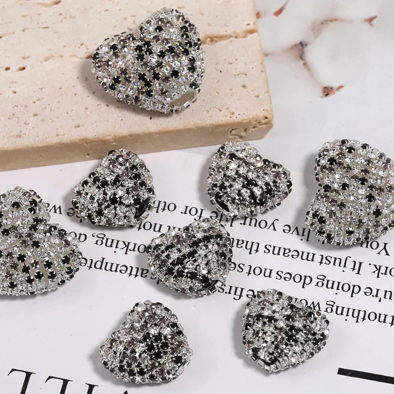 Rhinestone Claw Chain Love Diamond Ball Acrylic Straight Hole Beads 5PCS
