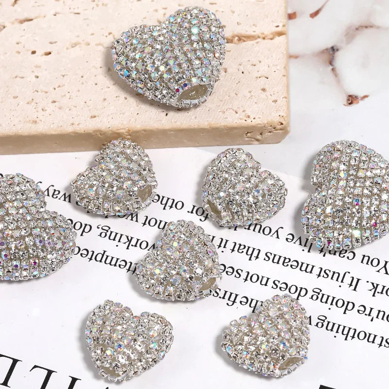Rhinestone Claw Chain Love Diamond Ball Acrylic Straight Hole Beads 5PCS
