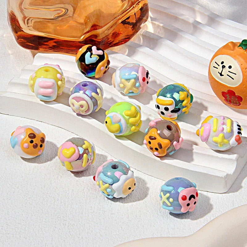 Cartoon Hand-painted Beads DIY Beads Acrylic Beads