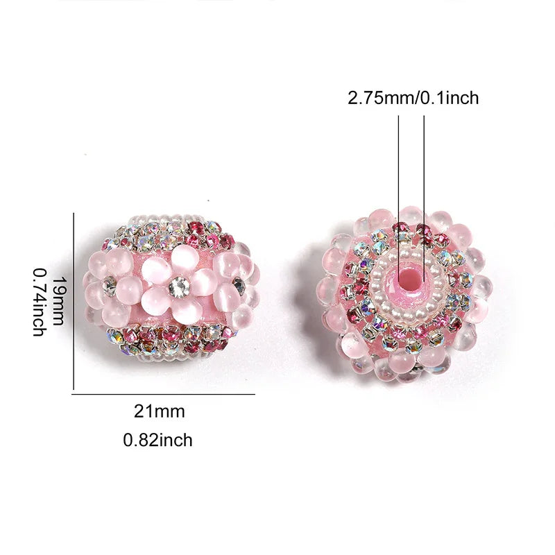 Diamond-encrusted Five-petal Nepalese Beads, Rhinestone Chain and Diamond Ball Beads
