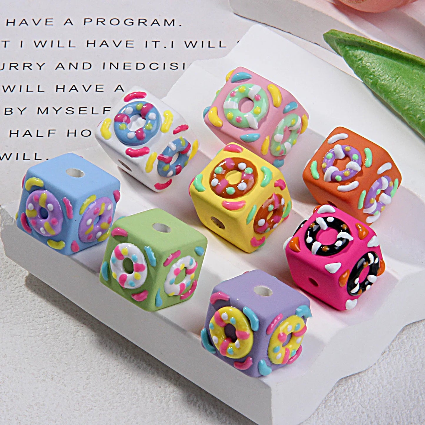Swimming Ring Square Hand-painted Beads Scattered Beads Painted Beads