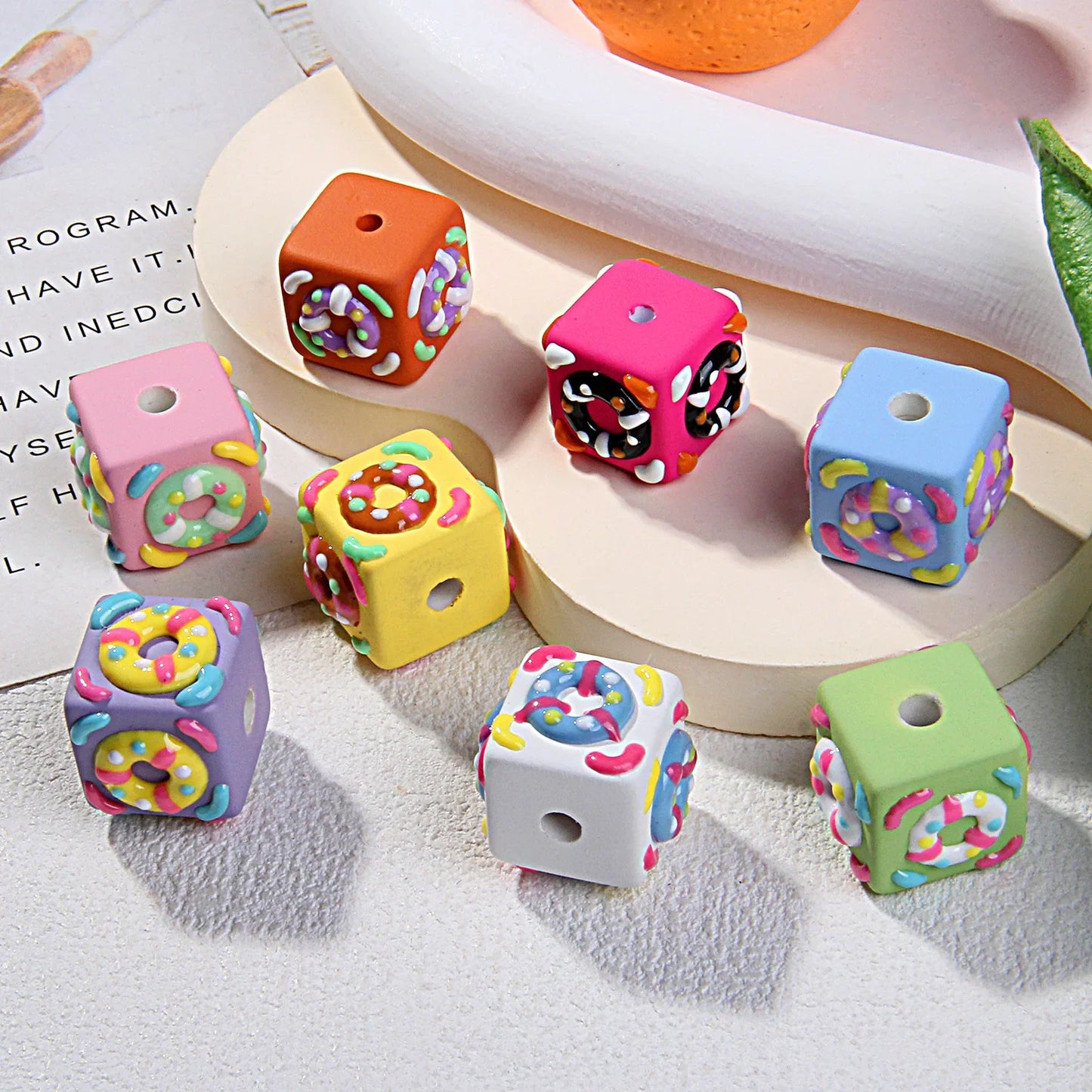 Swimming Ring Square Hand-painted Beads Scattered Beads Painted Beads