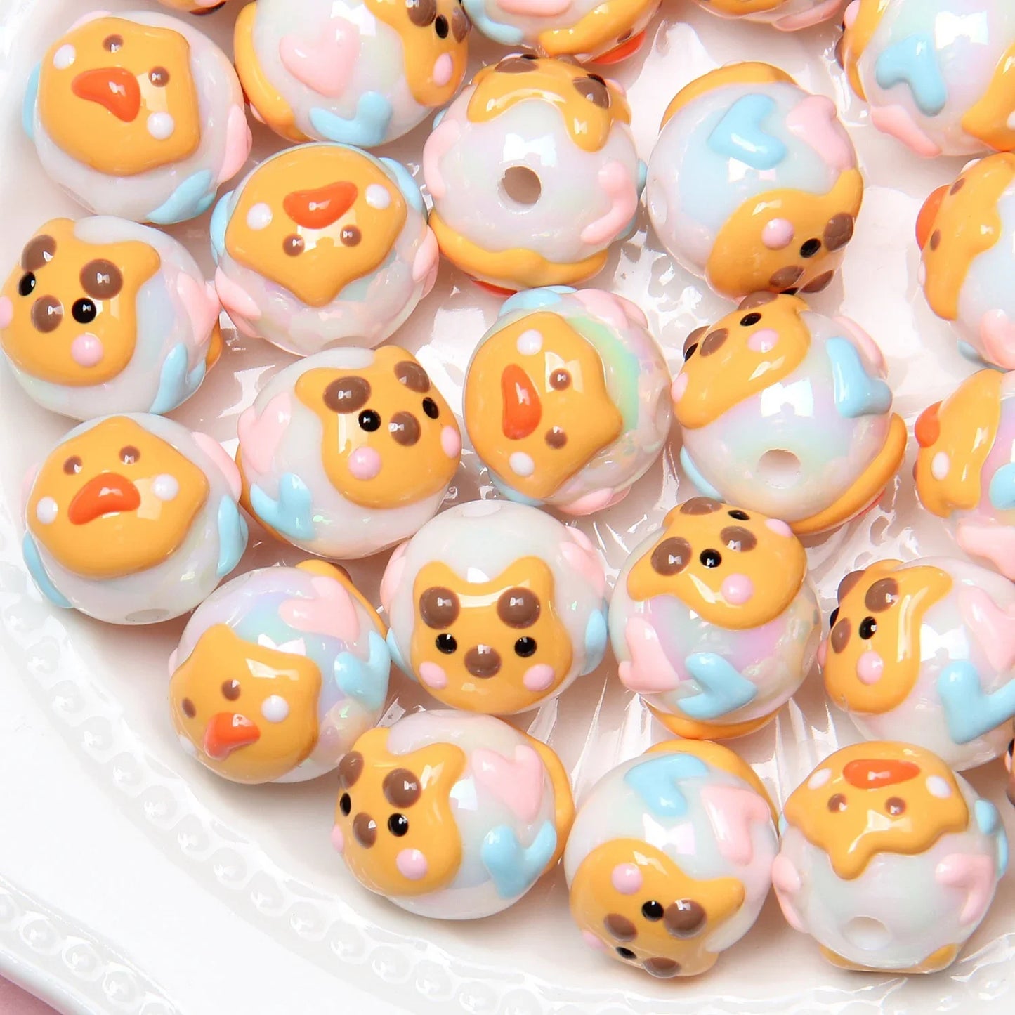 Hand-painted Beads Cartoon Duck Chick Beads Loose Beads