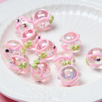 Pink Cream Green Bow