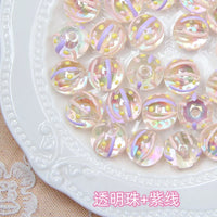 transparent beads purple line