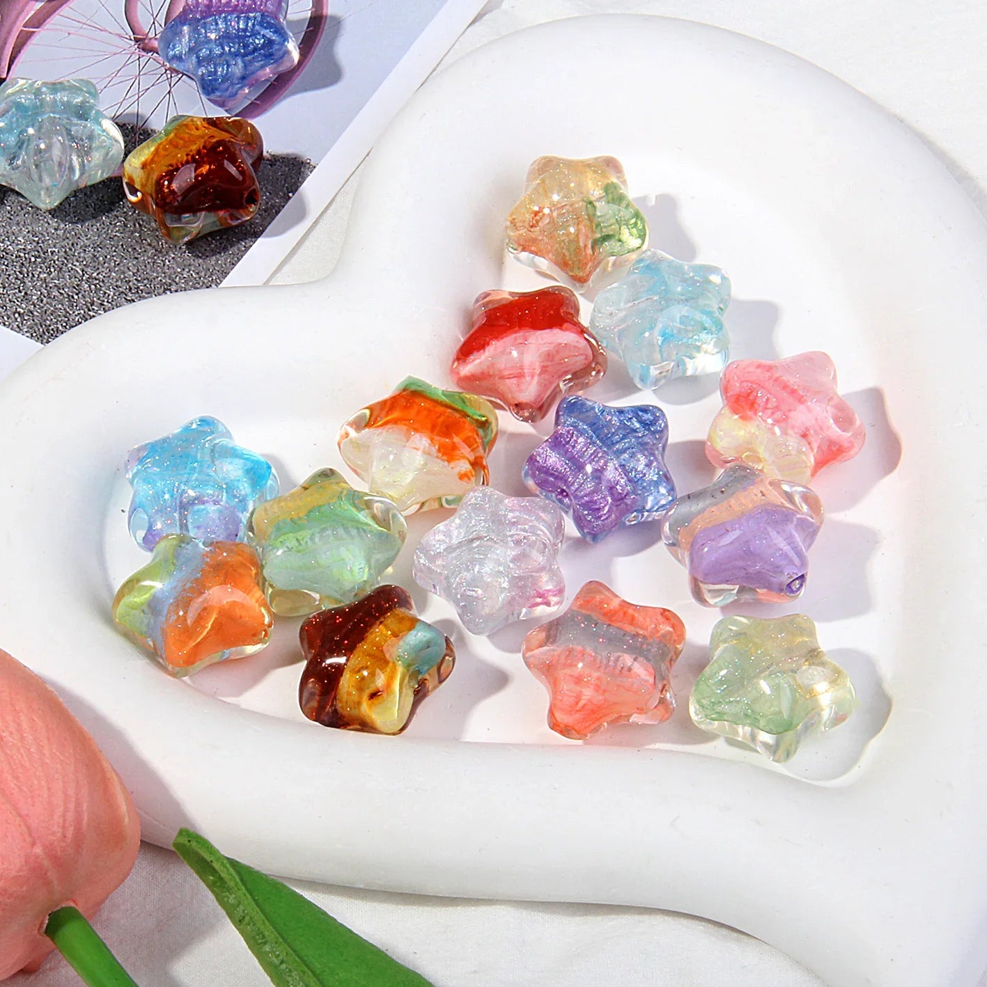High-end Oil Painting Style Five-pointed Star Acrylic Beads