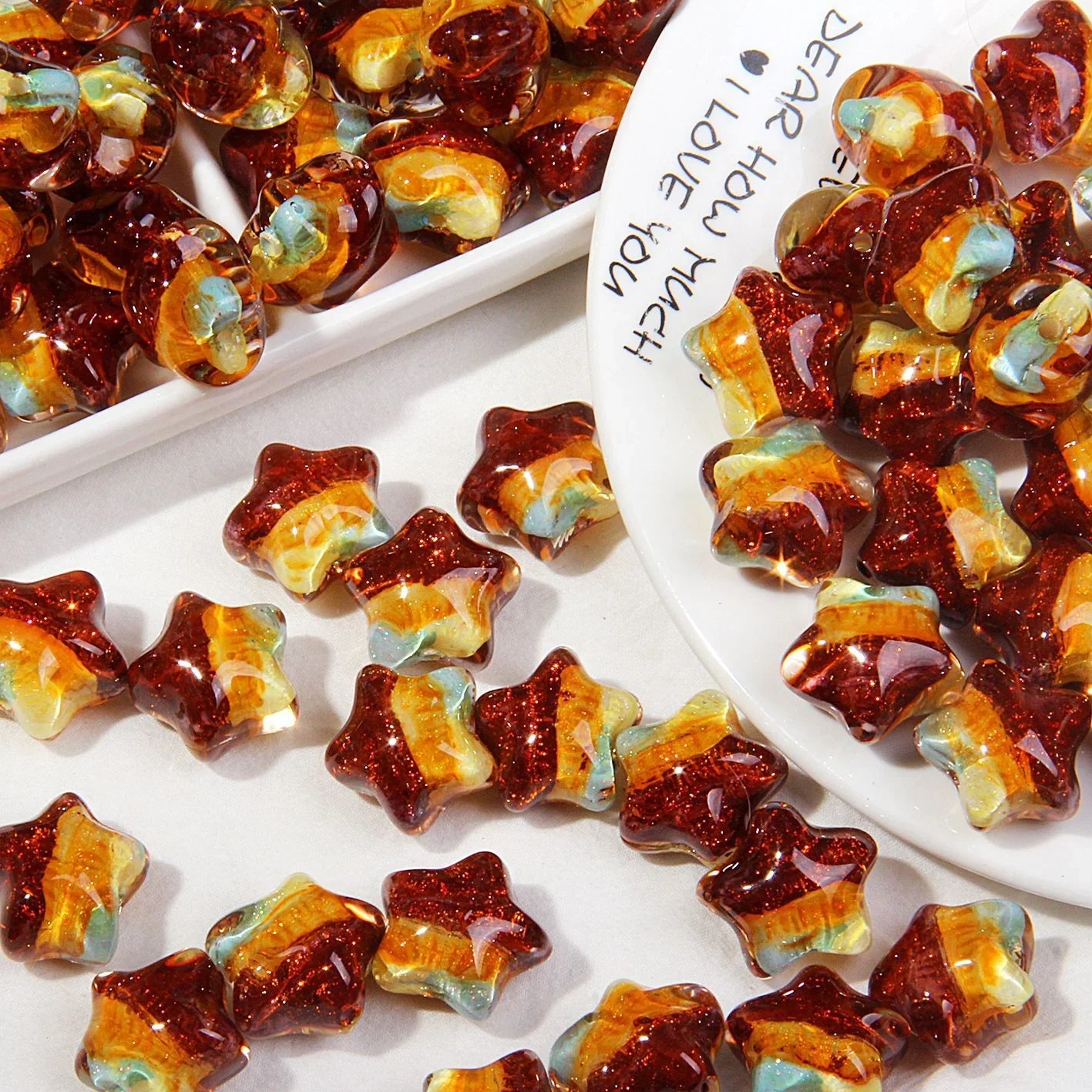 High-end Oil Painting Style Five-pointed Star Acrylic Beads