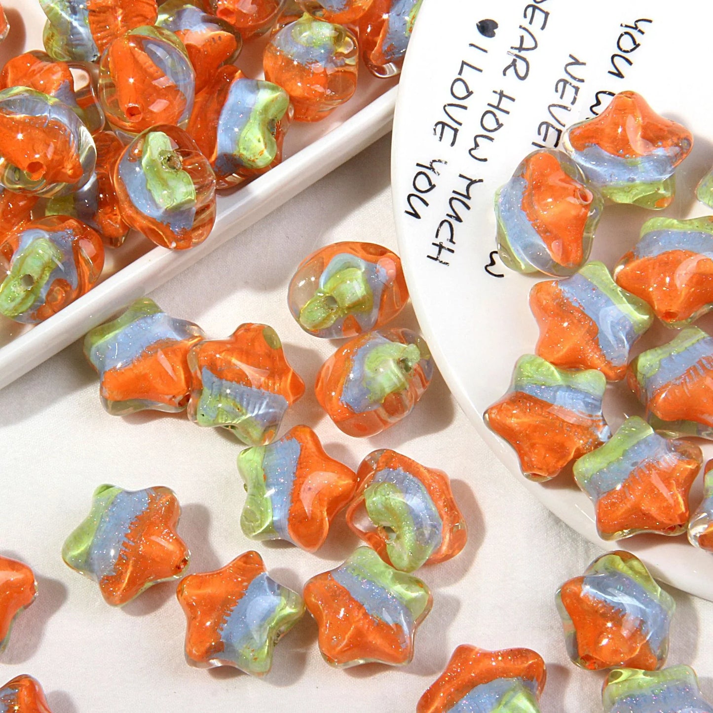 High-end Oil Painting Style Five-pointed Star Acrylic Beads