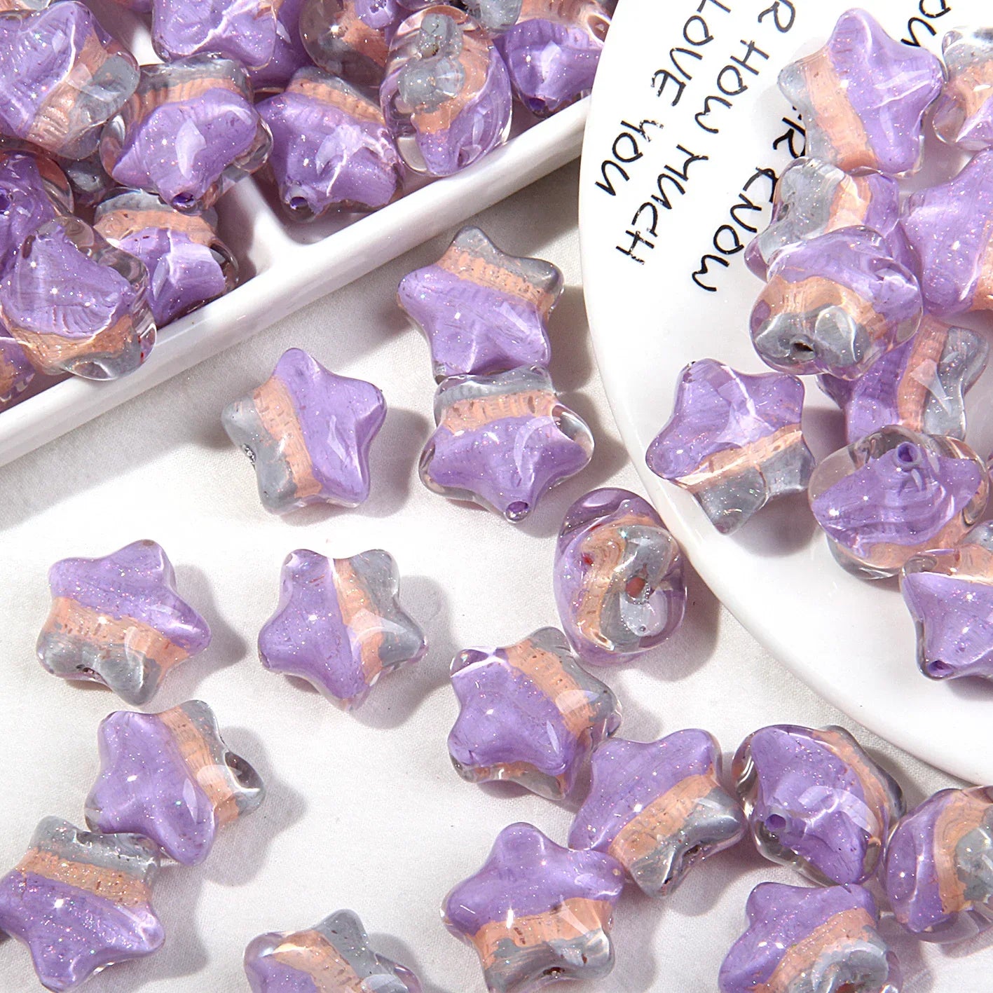 High-end Oil Painting Style Five-pointed Star Acrylic Beads