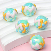 green beads white blue cream