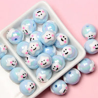 light blue beads white stars