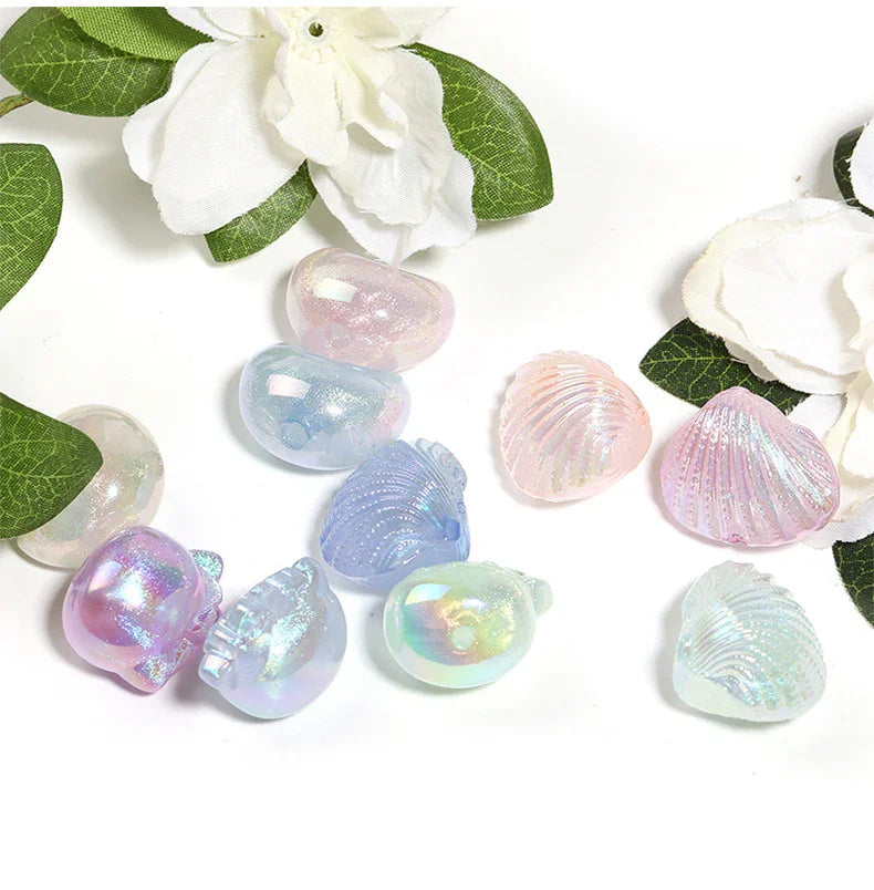 UV-plated Glitter KT Cat Beads Moon Shell Acrylic Beads