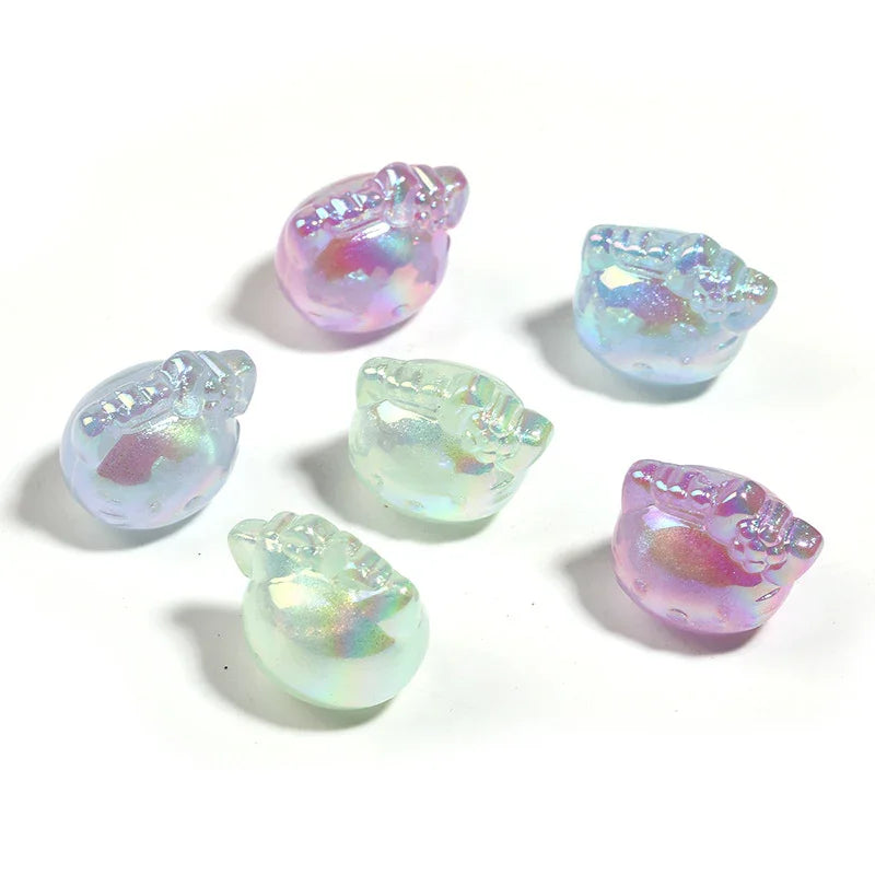 UV-plated Glitter KT Cat Beads Moon Shell Acrylic Beads