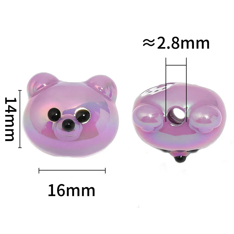 Solid Color Red Panda Beads UV Electroplated Acrylic Vertical Hole Beads