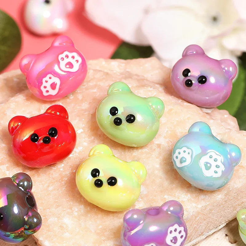 Solid Color Red Panda Beads UV Electroplated Acrylic Vertical Hole Beads