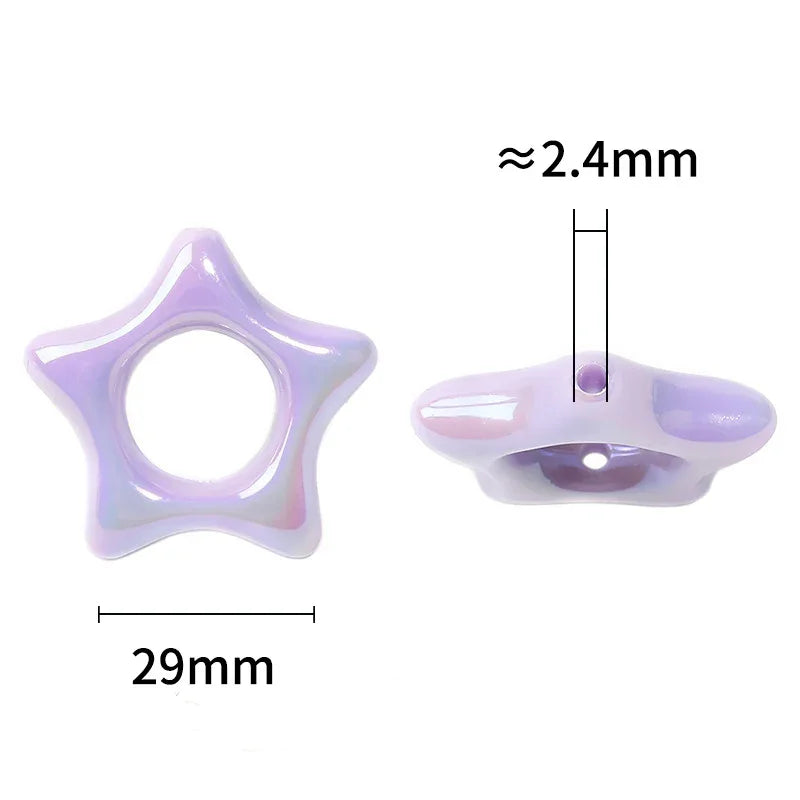29MM UV-plated Acrylic Hollow Five-pointed Star Beads