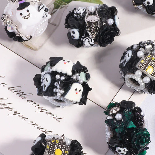 Halloween Skull Devil Cartoon Straight Hole Loose Beads