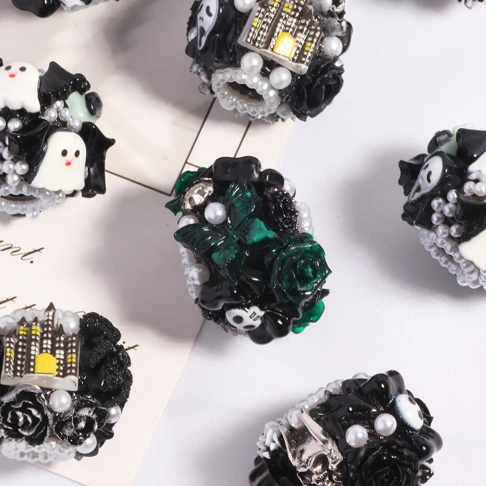 Halloween Skull Devil Cartoon Straight Hole Loose Beads