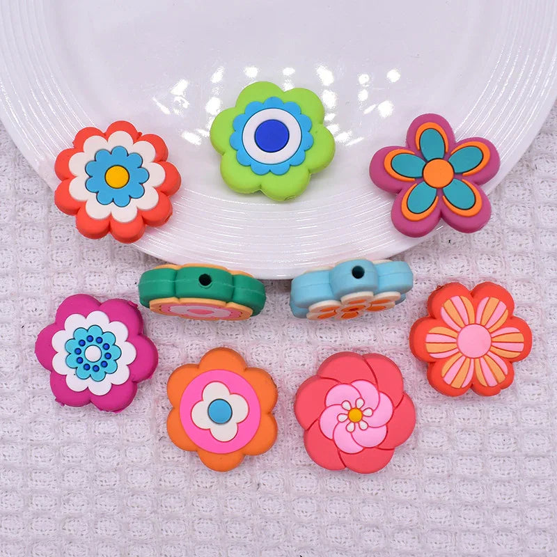 Flower Silicone Focus Beaded Ballpoint Pen Double-Sided Focus Bead (Without Pen)