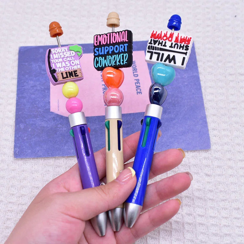 Colorful Slogan Silicone Focus Beads