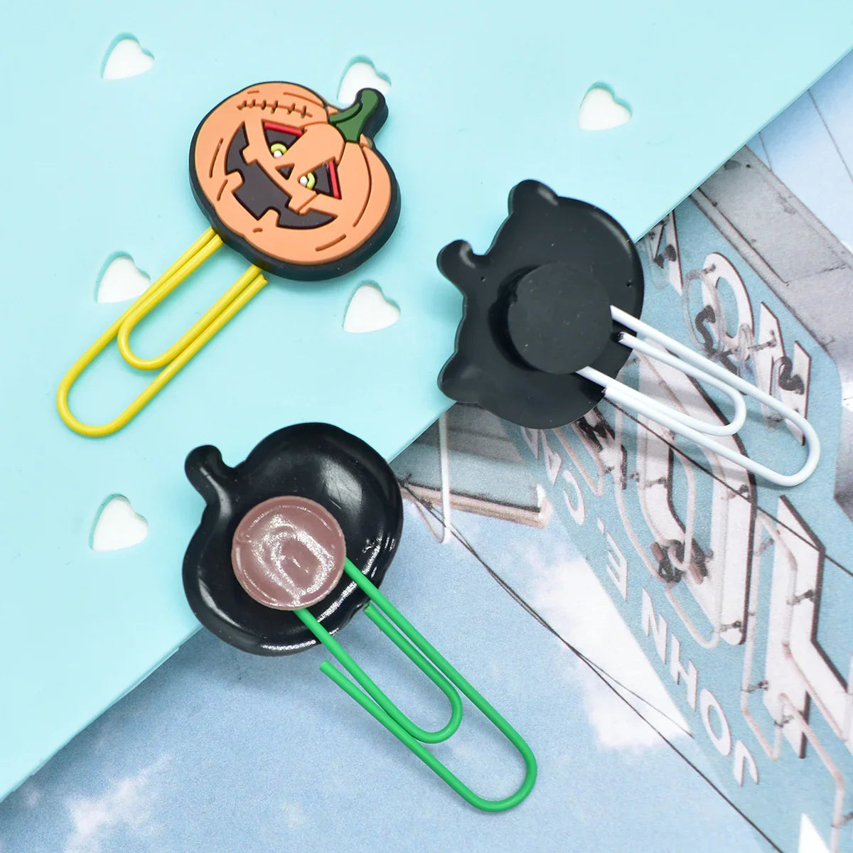 Halloween Cartoon Bookmark Student Stationery Storage Paper Clip Horror Pumpkin Paper Clip