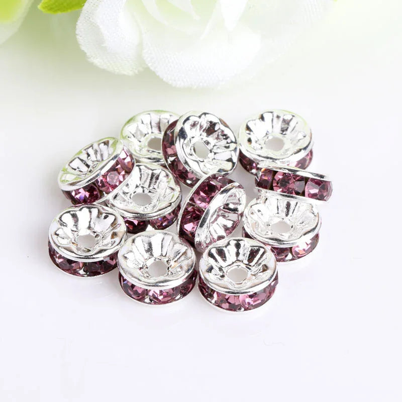 (100PCS/2mm diameter)Colored Diamond Ring Spacer Beads Loose Beads Beaded Diamond Spacer Wheel Rim