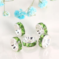 Silver plated straight edge light green