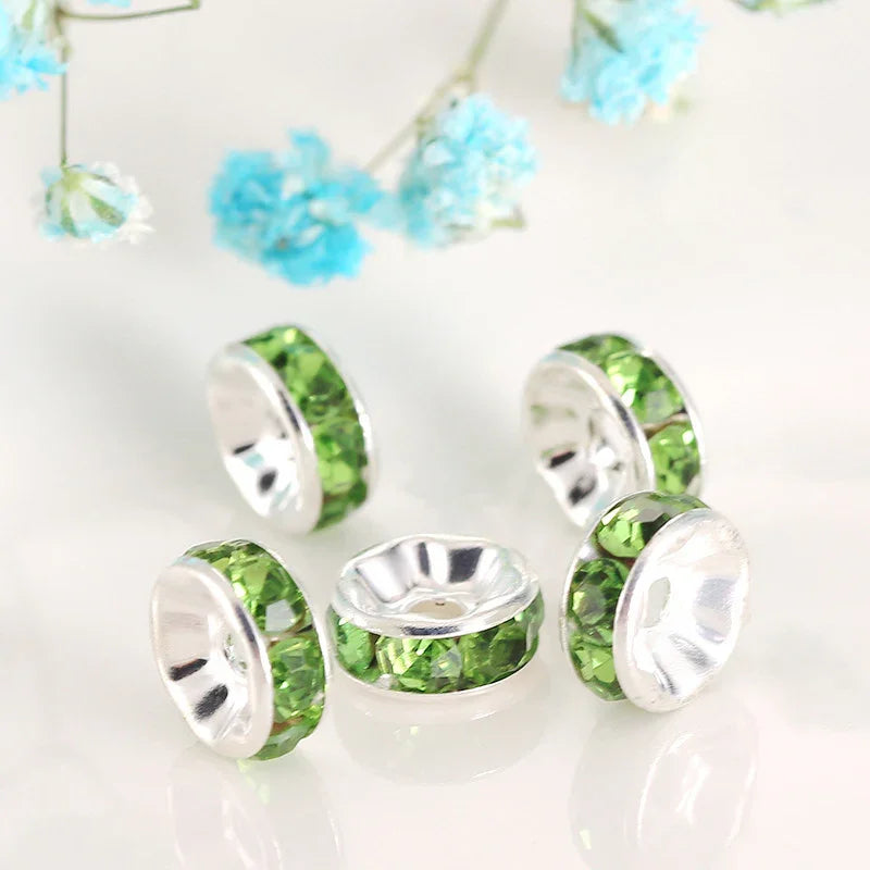 (100PCS/2mm diameter)Colored Diamond Ring Spacer Beads Loose Beads Beaded Diamond Spacer Wheel Rim