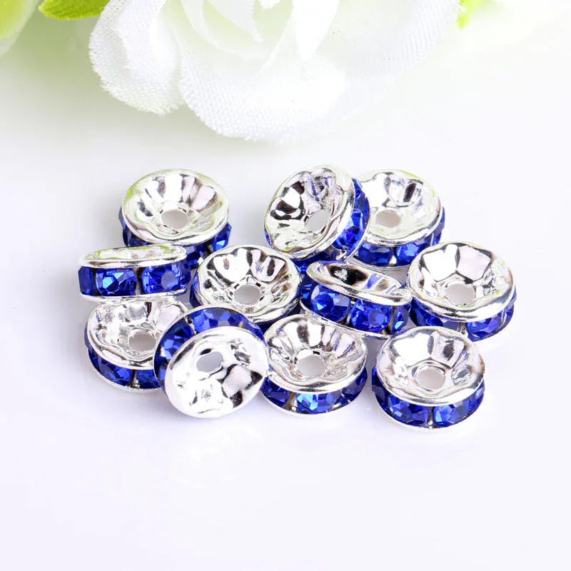 (100PCS/2mm diameter)Colored Diamond Ring Spacer Beads Loose Beads Beaded Diamond Spacer Wheel Rim