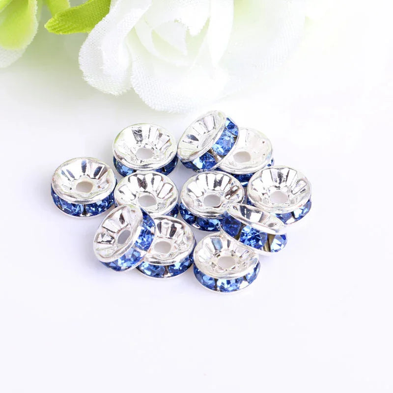 (100PCS/2mm diameter)Colored Diamond Ring Spacer Beads Loose Beads Beaded Diamond Spacer Wheel Rim