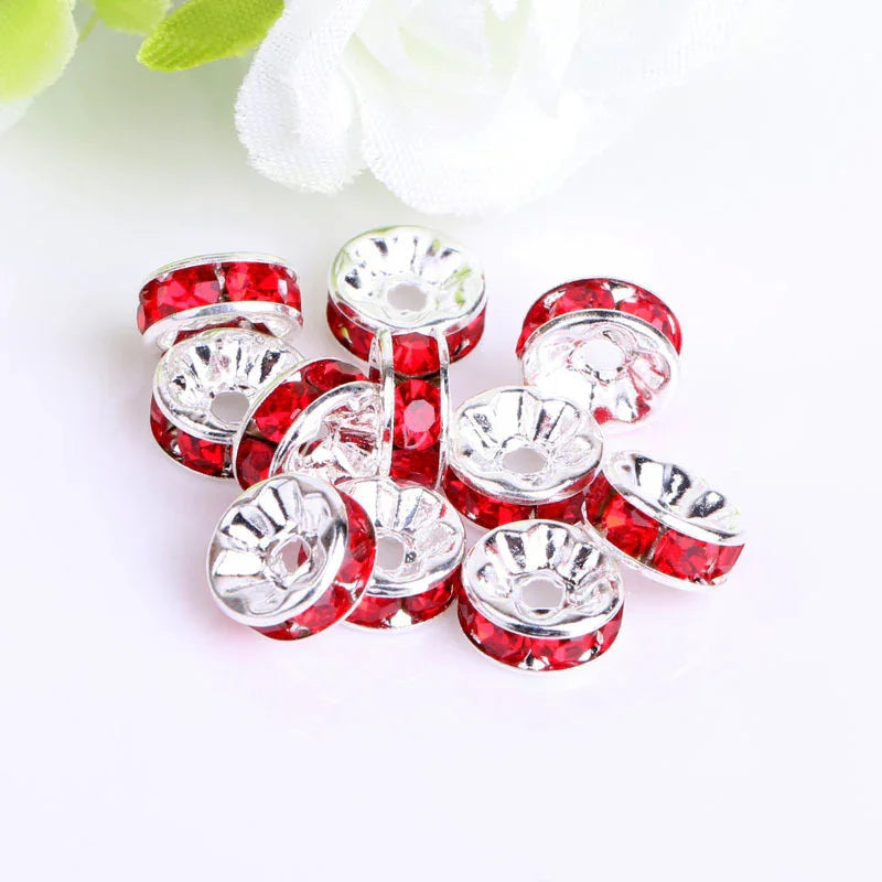 (100PCS/2mm diameter)Colored Diamond Ring Spacer Beads Loose Beads Beaded Diamond Spacer Wheel Rim