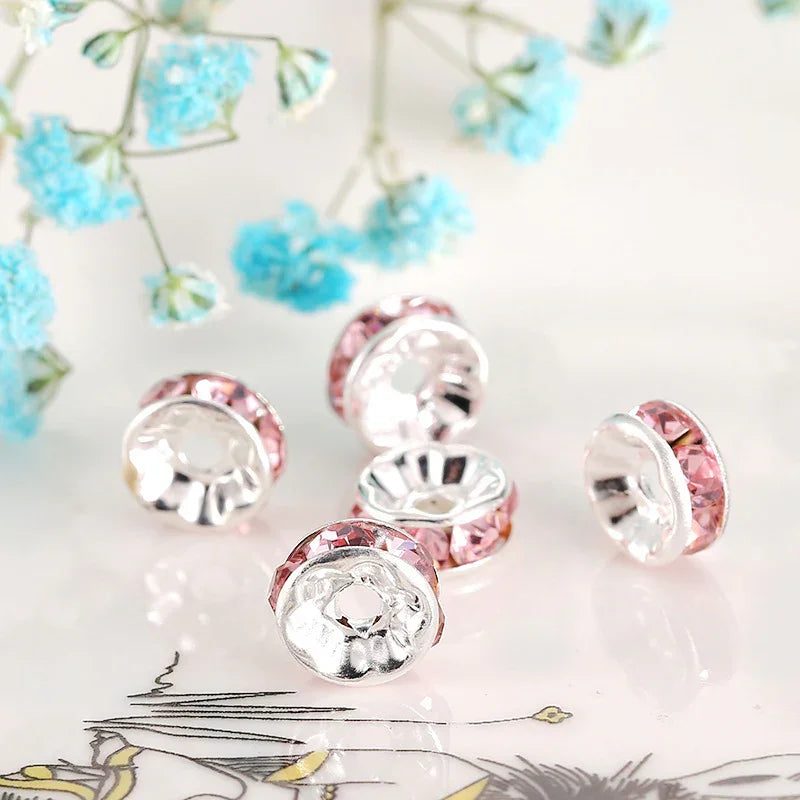 (100PCS/2mm diameter)Colored Diamond Ring Spacer Beads Loose Beads Beaded Diamond Spacer Wheel Rim