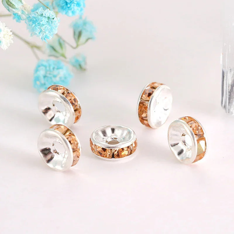 (100PCS/2mm diameter)Colored Diamond Ring Spacer Beads Loose Beads Beaded Diamond Spacer Wheel Rim
