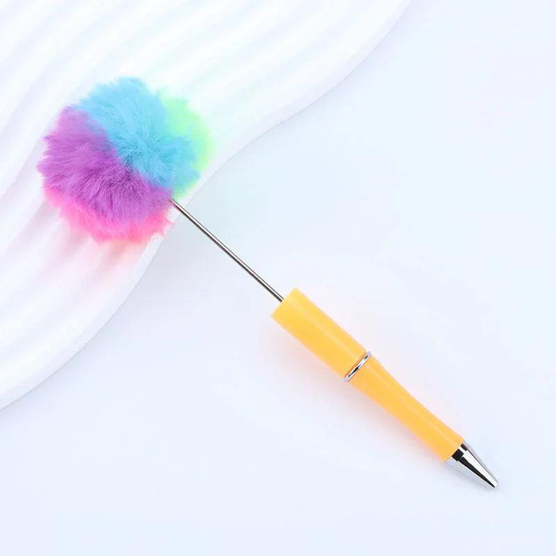 Long hair ball bead pen ins macaron color furry rotating ballpoint pen