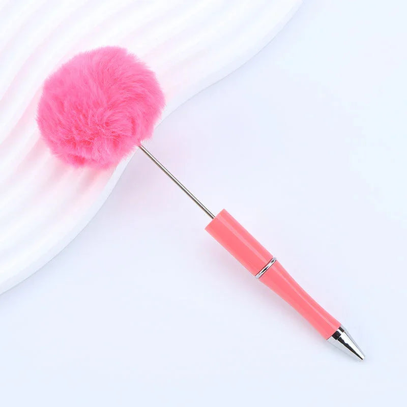 Long hair ball bead pen ins macaron color furry rotating ballpoint pen