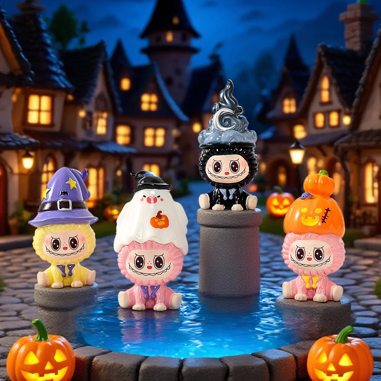 Cartoon LABU Halloween Series Resin Crafts 9pcs/set (No Hole)