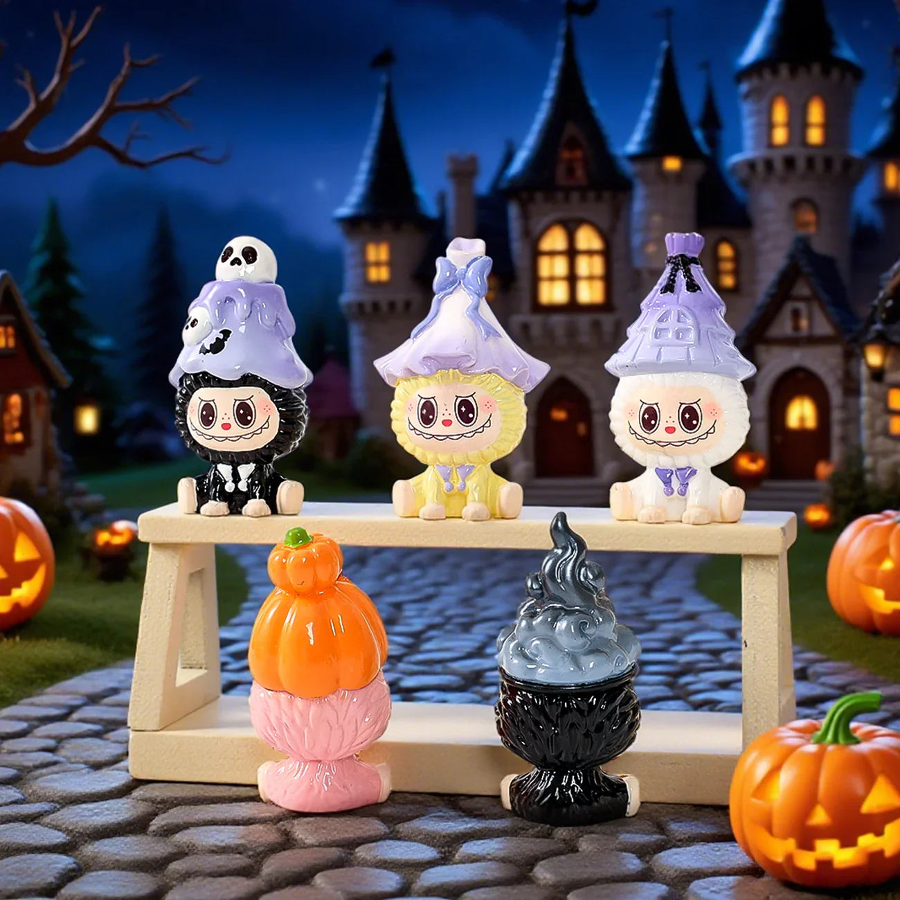 Cartoon LABU Halloween Series Resin Crafts 9pcs/set (No Hole)
